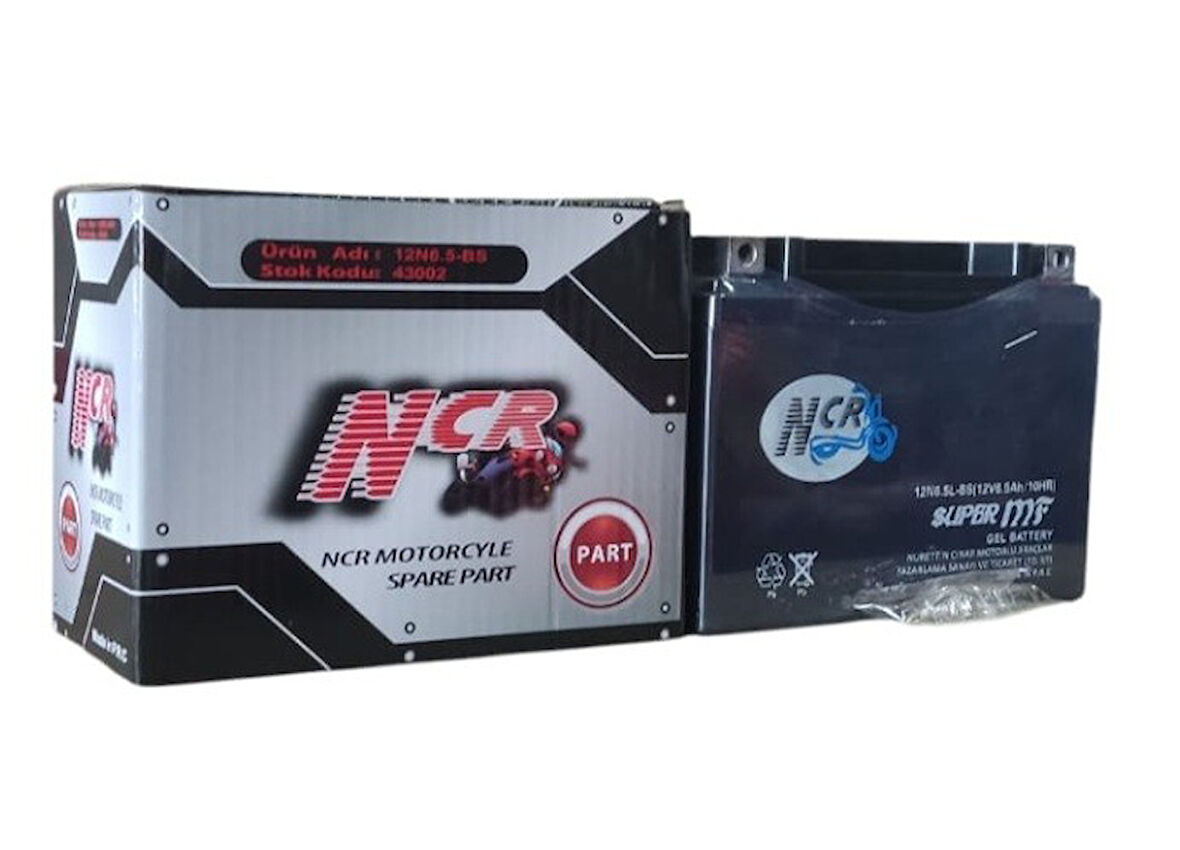 NCR 12N6.5L-BS  6.5AMPER  MOTOSİKLET AKÜSÜ EBATLAR: 138*65*100 mm