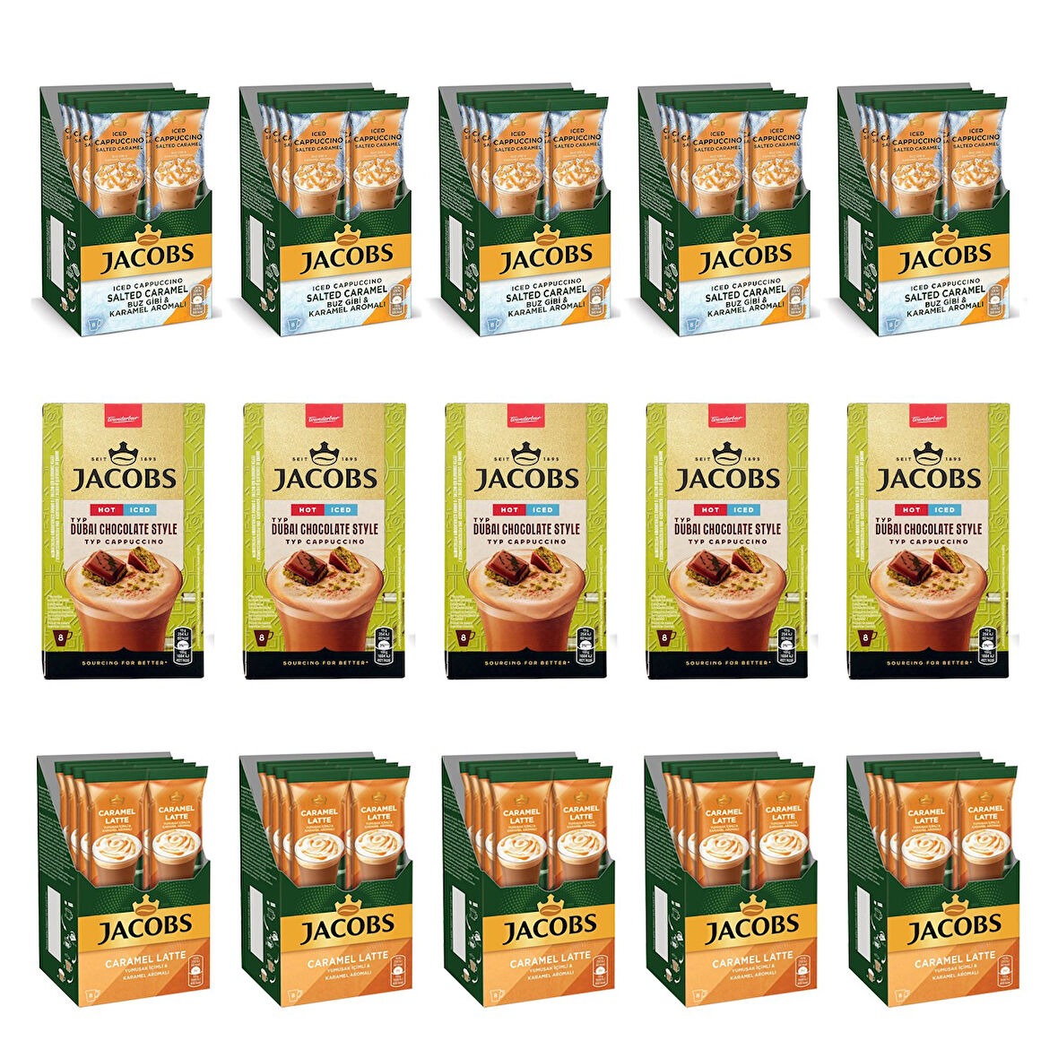 Jacobs Dubai Çik.Cappuccino / Iced Cappuccino / Caramel Latte 120 li Karma Paket