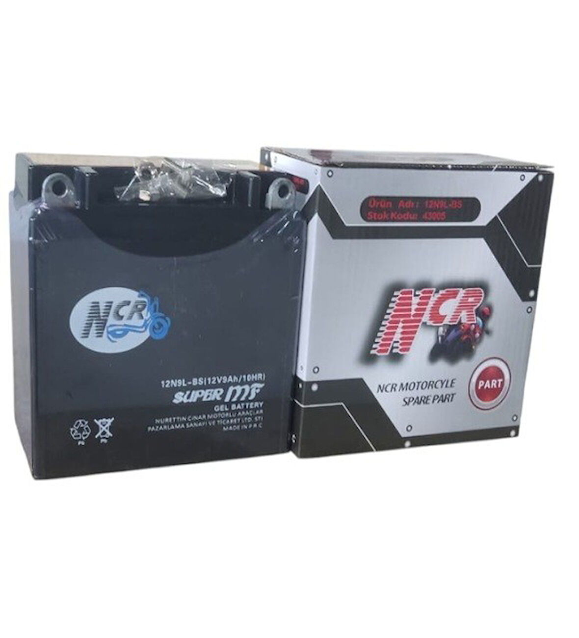 NCR 12V 9 AMPER (12N9L - BS - RUS - JAWA - MZ) MOTOSİKLET AKÜSÜ EBATLAR: 137x76x134mm