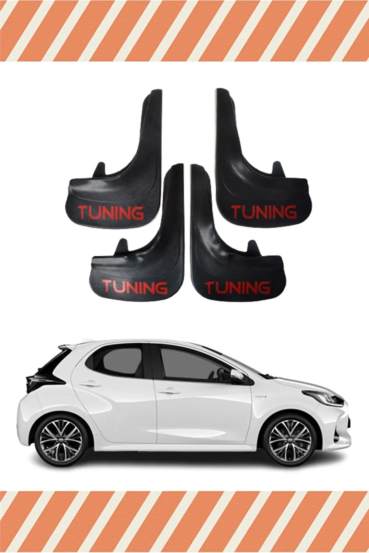 Toyota Yaris Tuning yazılı 4’lü tozluk çamurluk paçalık şık tasarım