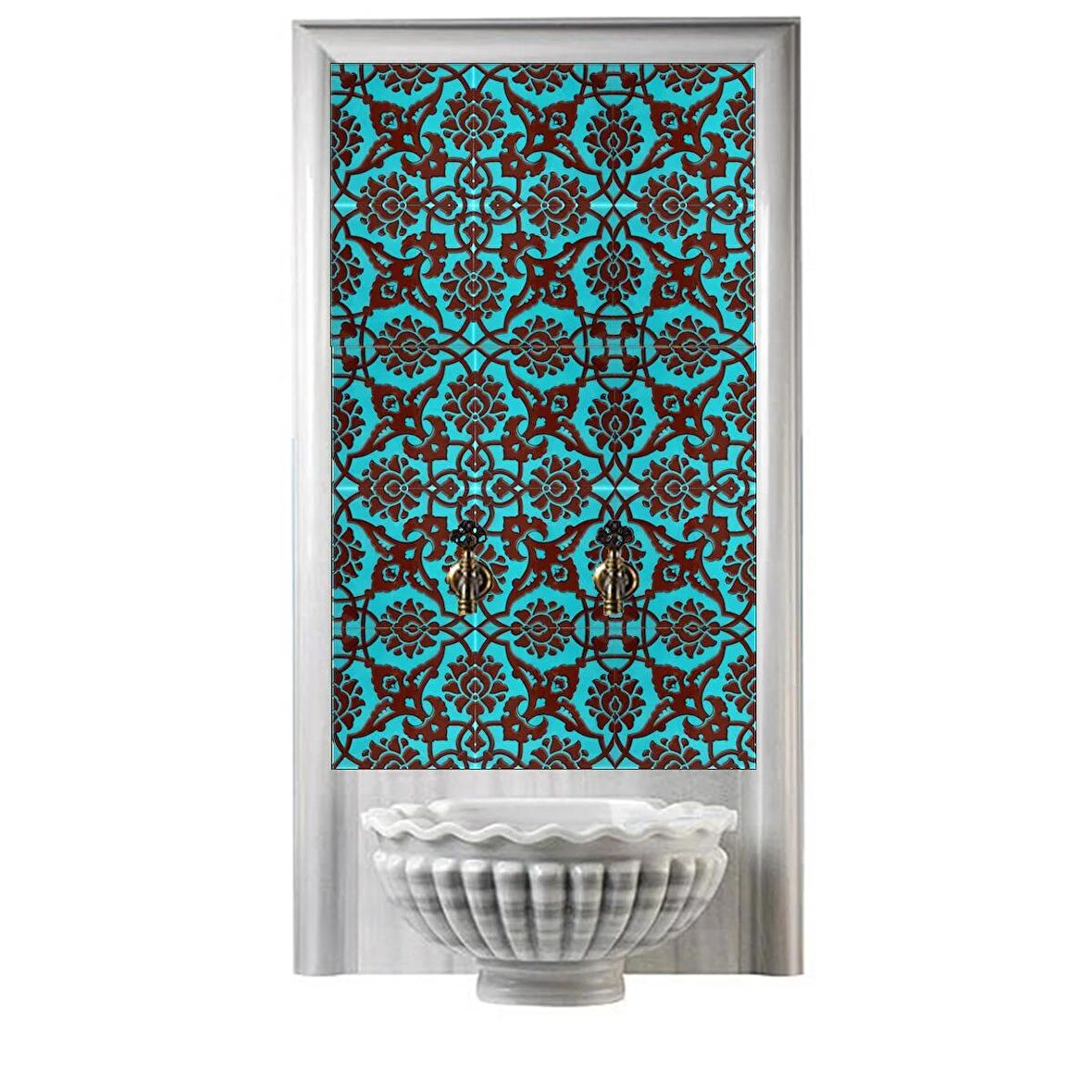 Armada Çini 60x100 Cm SP 83 Turkuaz Kahve Serigraf Türk Hamamı Pano