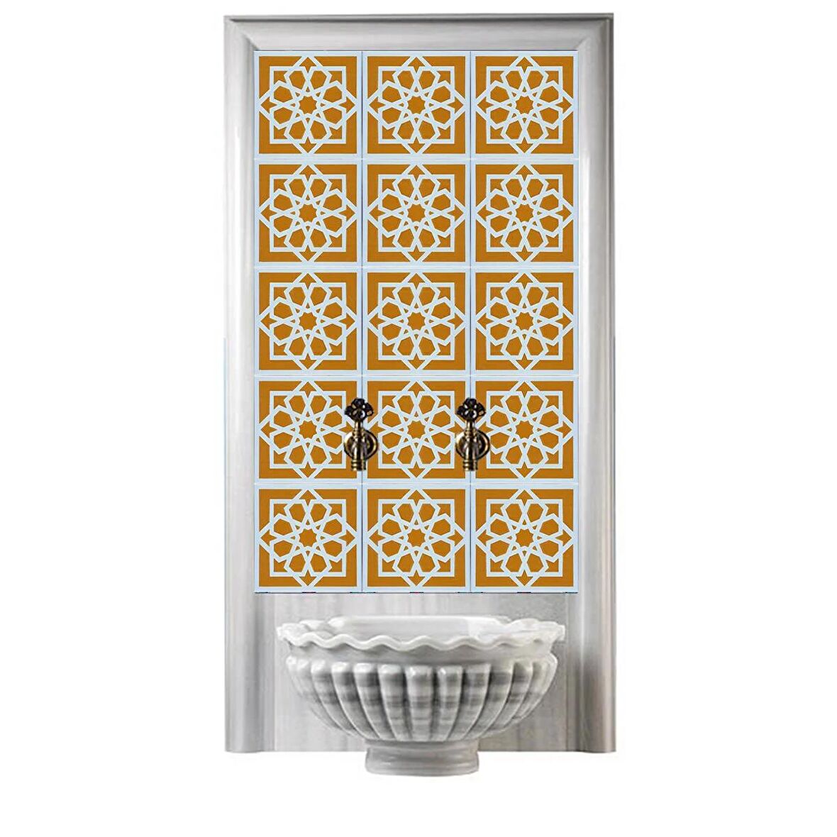 Armada Çini 60x100 Cm SP 101 Sarı Serigraf Türk Hamamı Pano