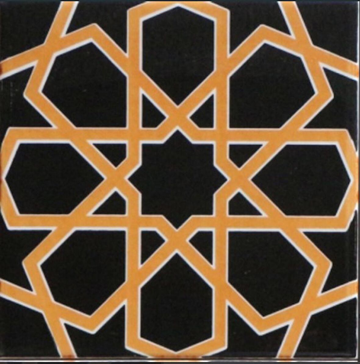Armada Çini 20x20 Cm SP 89-v Sarı Siyah Türkmen Yıldızı Çini Karo