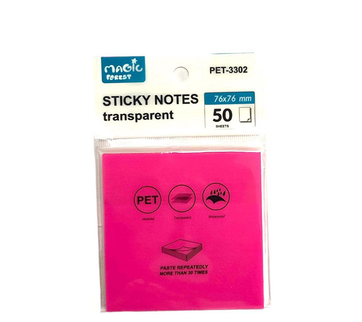 Maxx Sticky Notes Şeffaf Post-İt 76x76 - 50 Yaprak – Neon Pembe