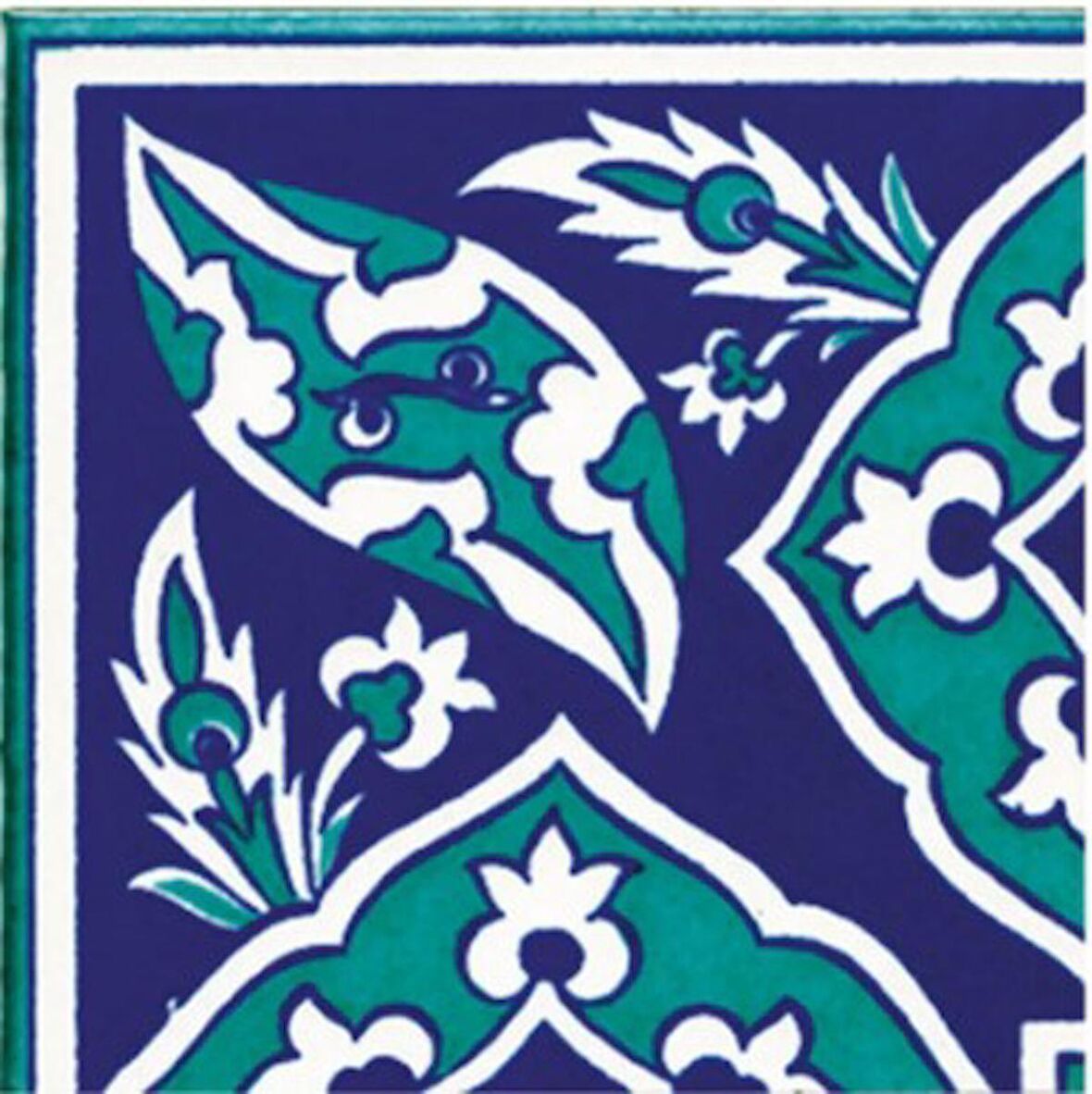 Armada Çini 10x10 cm KSK 9 İznik Rumi Desenli Çini Bordür Köşesi