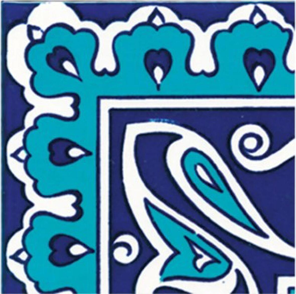 Armada Çini 10x10 cm KSK 19 İznik Rumi Desenli Çini Bordür Köşesi