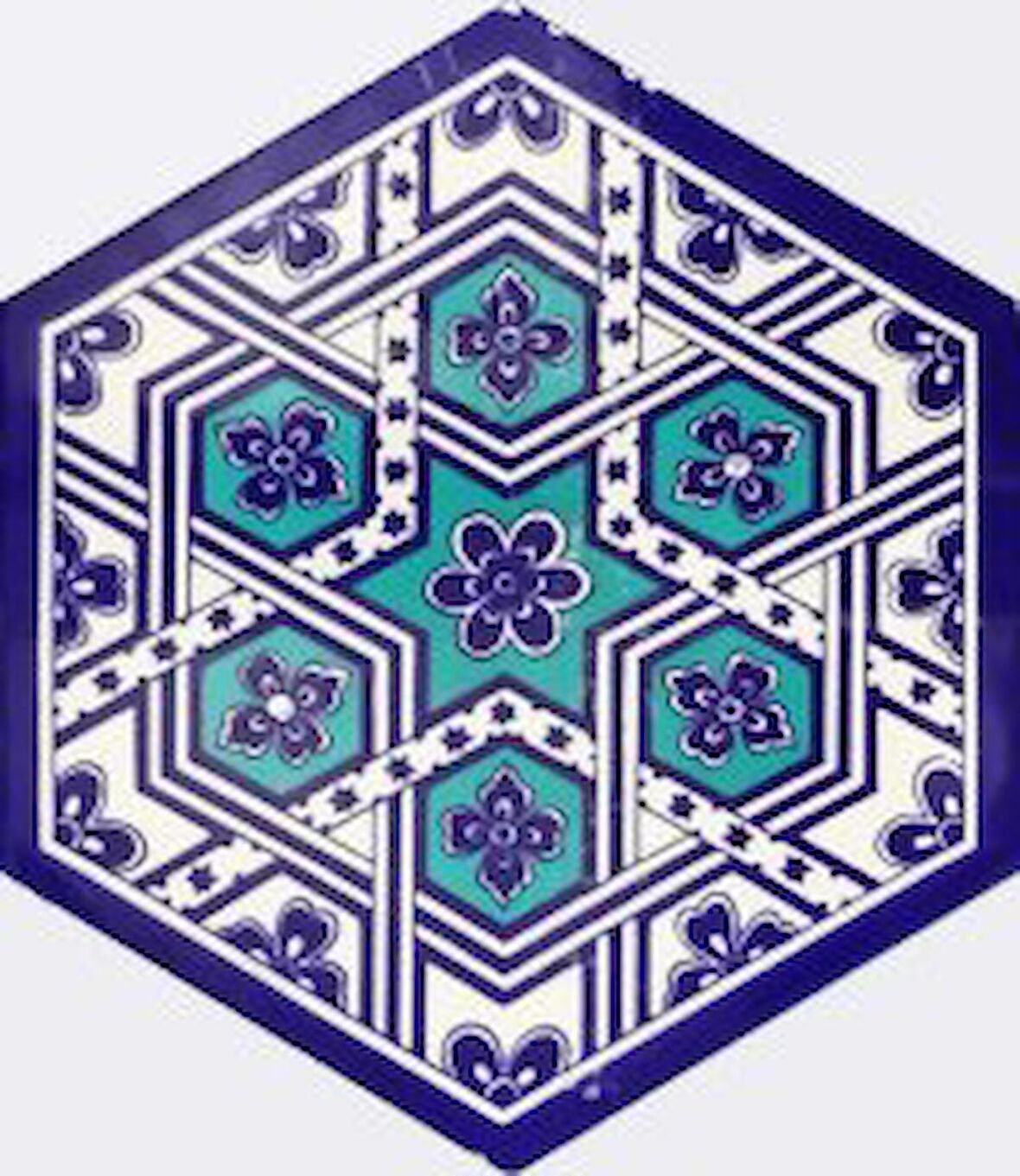 Armada Çini 21x23 Cm AL 8 Selçuklu Desenli  Altıgen Çini Karo