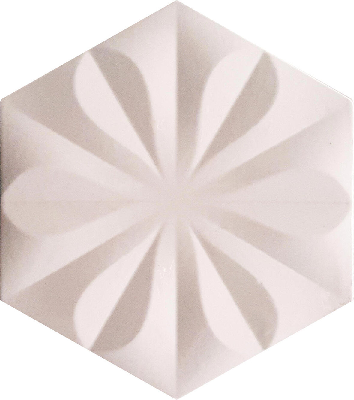 Armada Çini 15x17 Cm Çiçekli Beyaz Altıgen Seramik