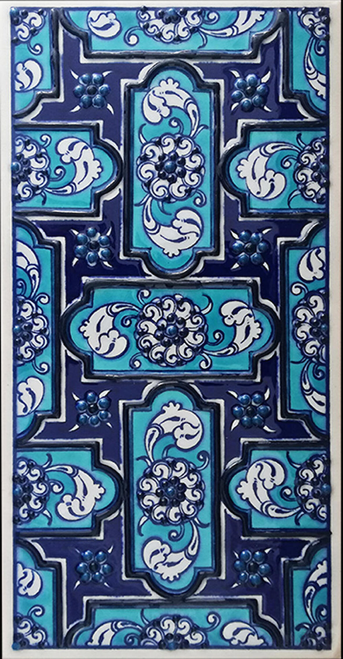 Armada Çini 10x20 Cm ED 220 Mavi Geometrik El dekoru Çini Karo