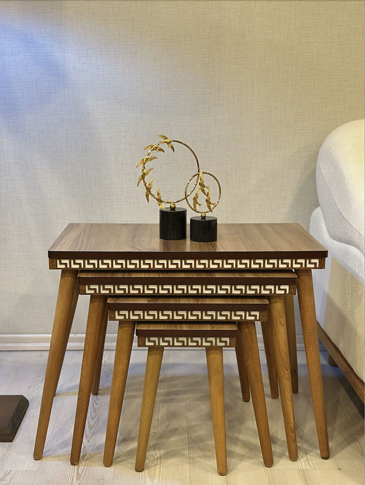 Evmob | Evim Mobilya Lüks 1. Sınıf Mdf Oymalı 4’lü Zigon Sehpa Seti –  Ceviz, Modern Tasarım