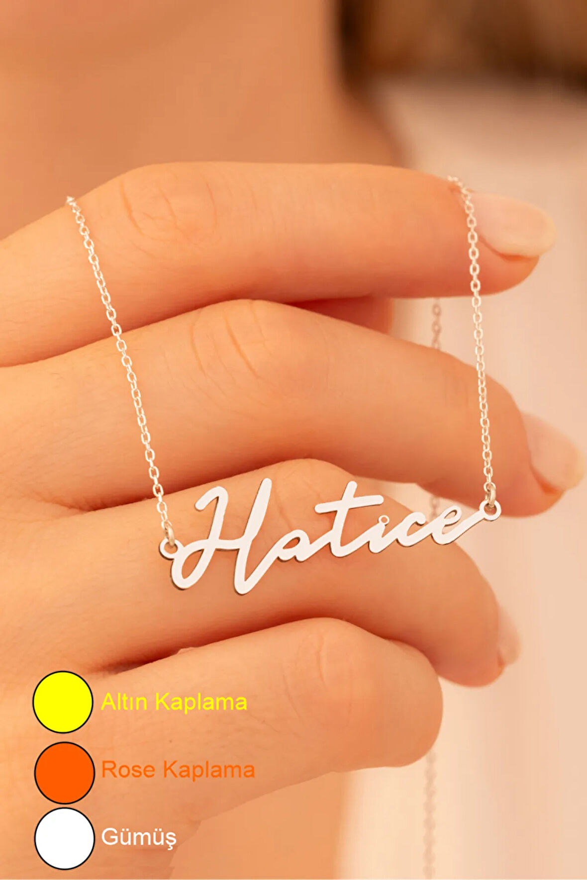 Kadın Gümüş Kolye - Hatice Yazılı 925 Ayar Gümüş Kadın Kolye