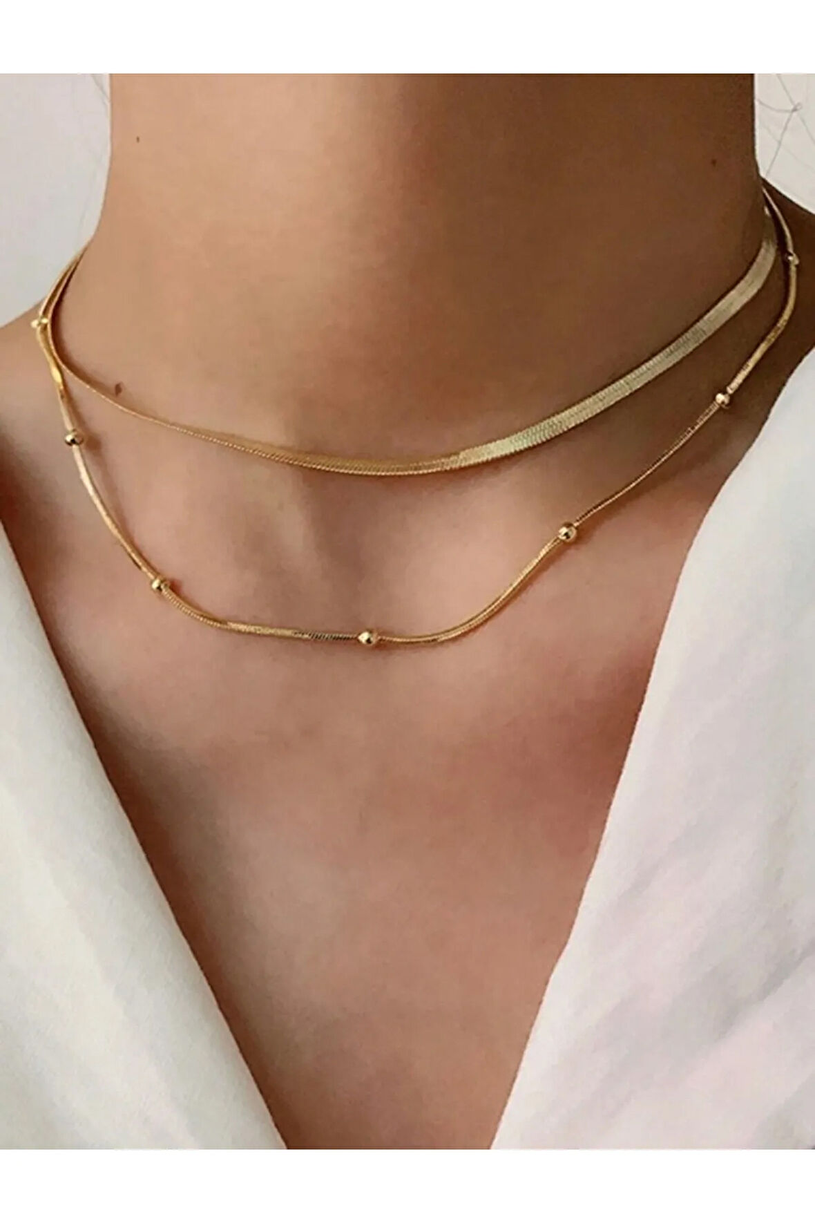 İtalyan Zincir Çift Katlamalı Snake Model Kolye Günlük , Parti , Düğün , Abiye