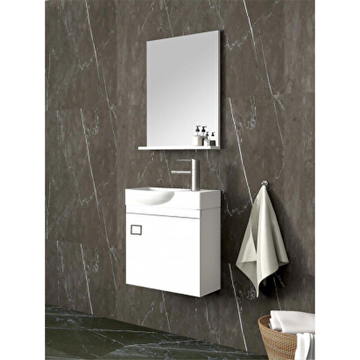 MİNİ 45 CM SAĞ BANYO DOLABI - BEYAZ