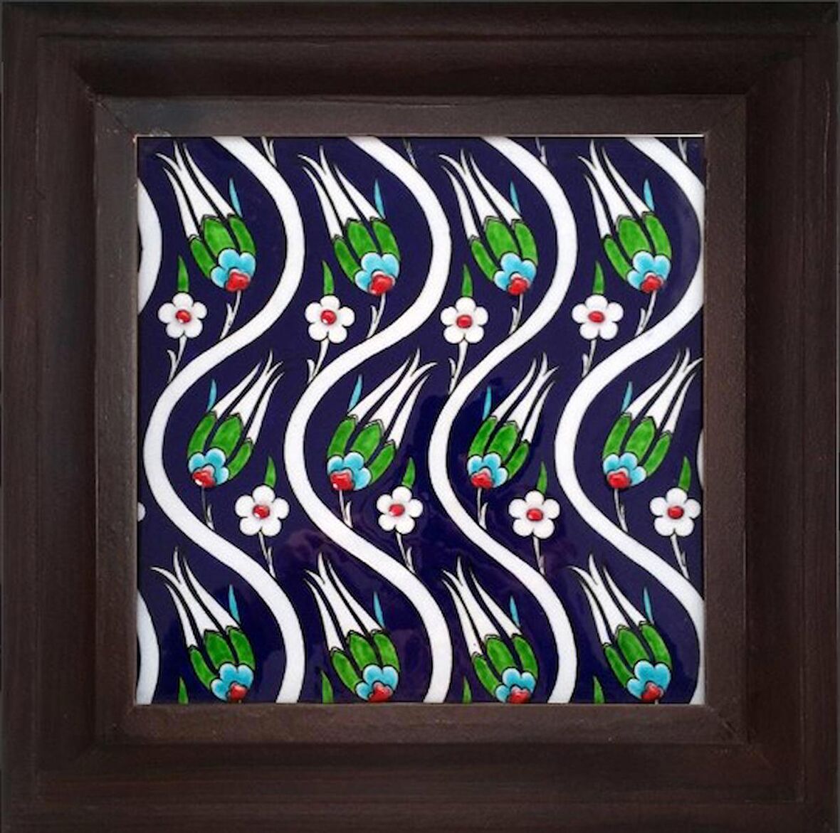 Armada Çini 20x20 Cm ED 317  Kobalt Sarmaşık Lale Kütahya Çini Pano