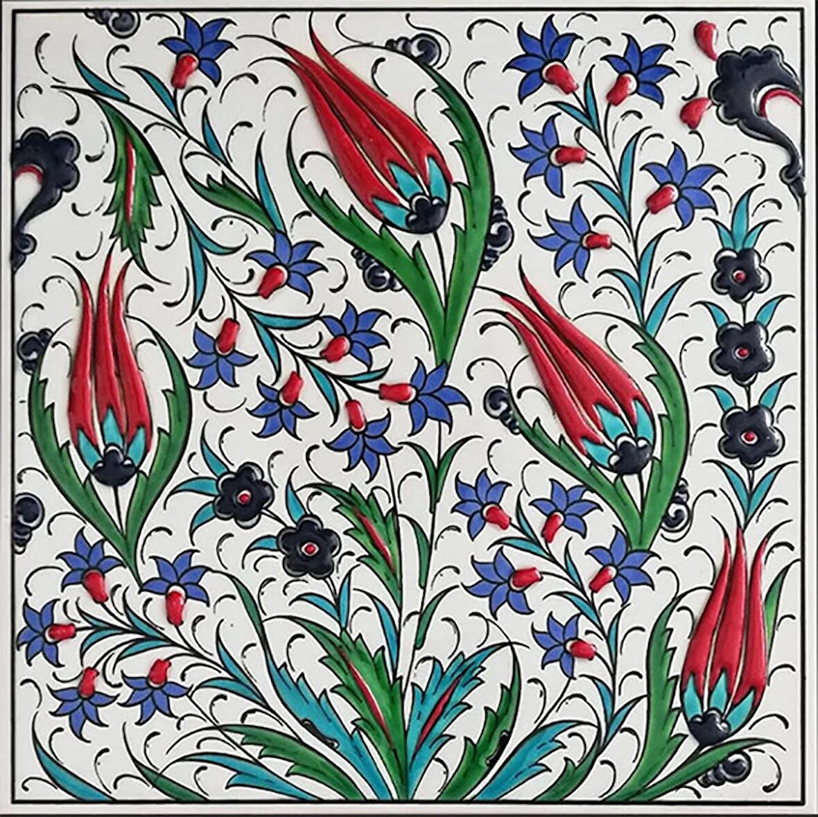 Armada Çini 20x20 Cm ED 326 Kütahya Desenli İznik Lalezar Eldekoru Çini karo