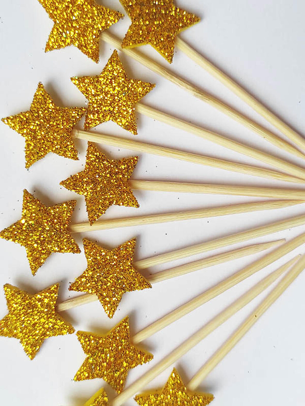 25 Adet Dekoratif Eva Yıldız Pasta Kürdanı 6 cm Gold - Yıldız 2 cm