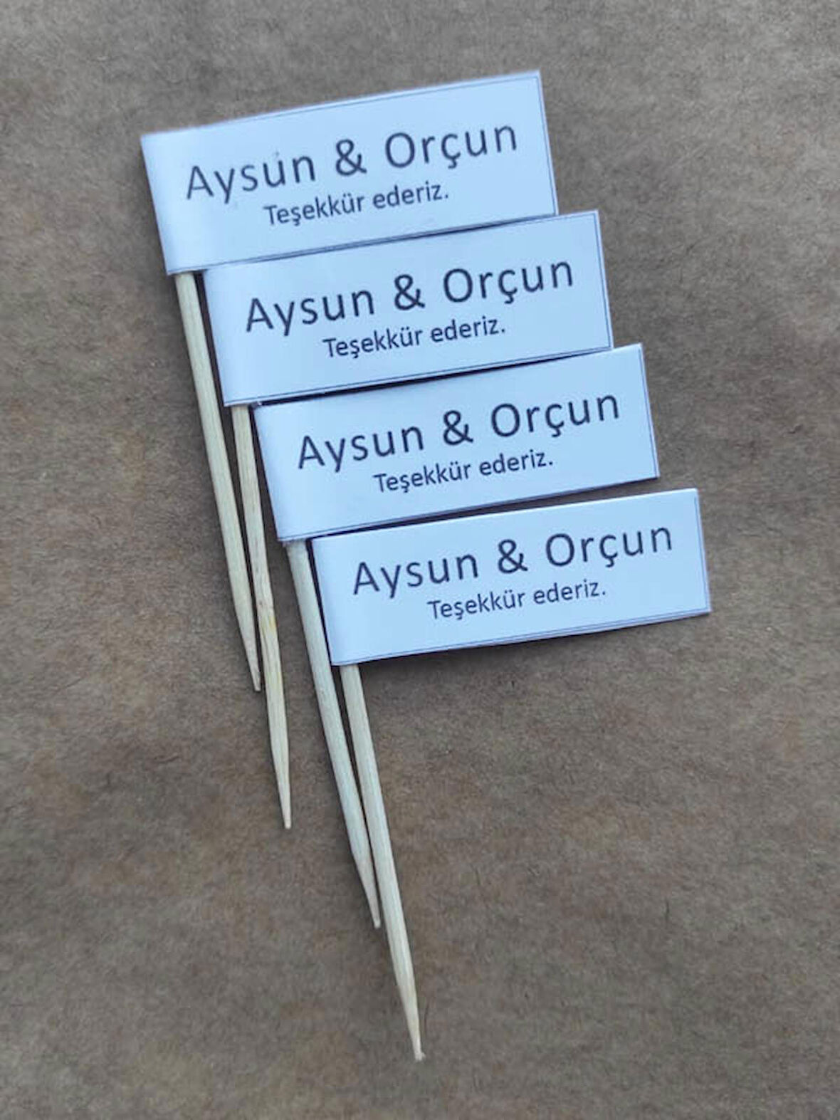 10 Adet Kişiye Özel Bayraklı Kürdan 6 cm - Söz Nişan Nikah Kürdanı - Kanepe Kürdanı