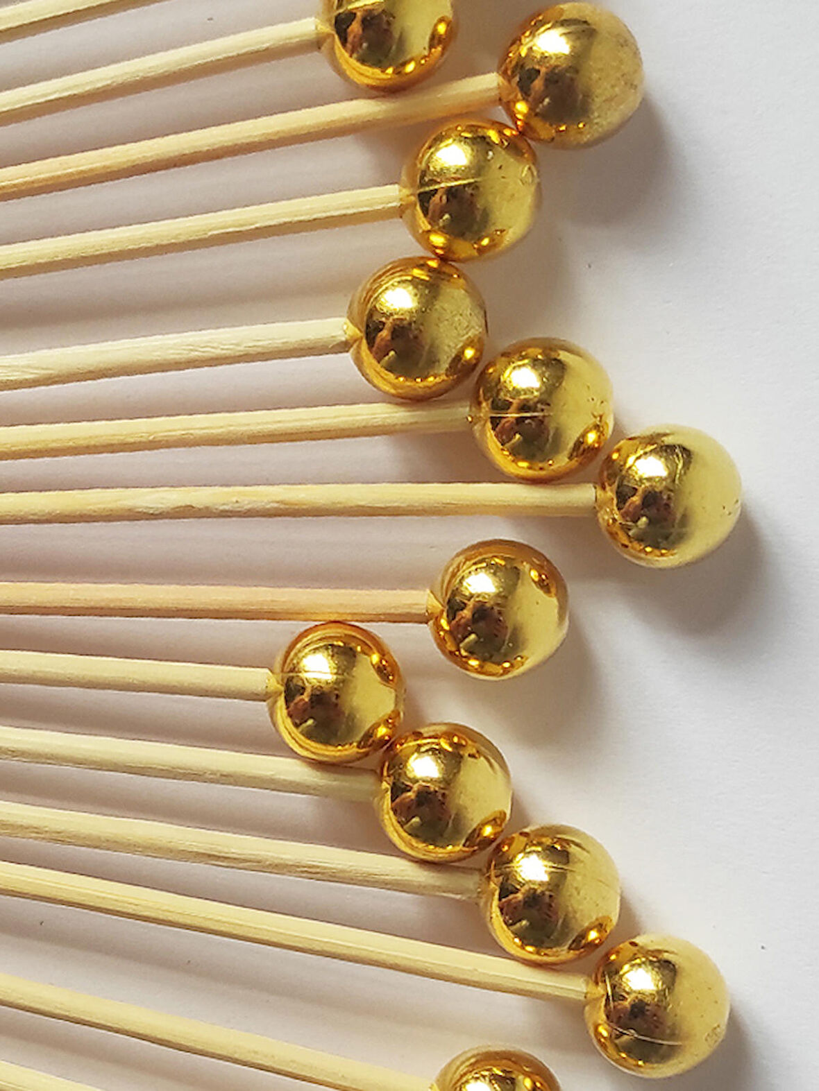 15 cm Uzun Kürdan - 60 Adet Gold İnci Pasta Kürdanı - Kokteyl Karıştırıcı