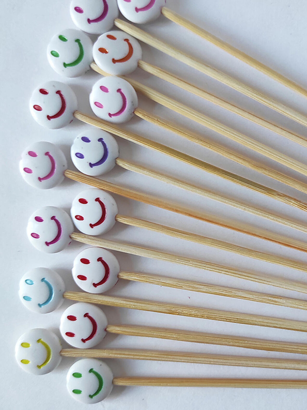 15 cm Uzun Kürdan - 15 Adet Gülücük Pasta Kürdanı - Kokteyl Karıştırıcı - Gülücük 1,5 cm