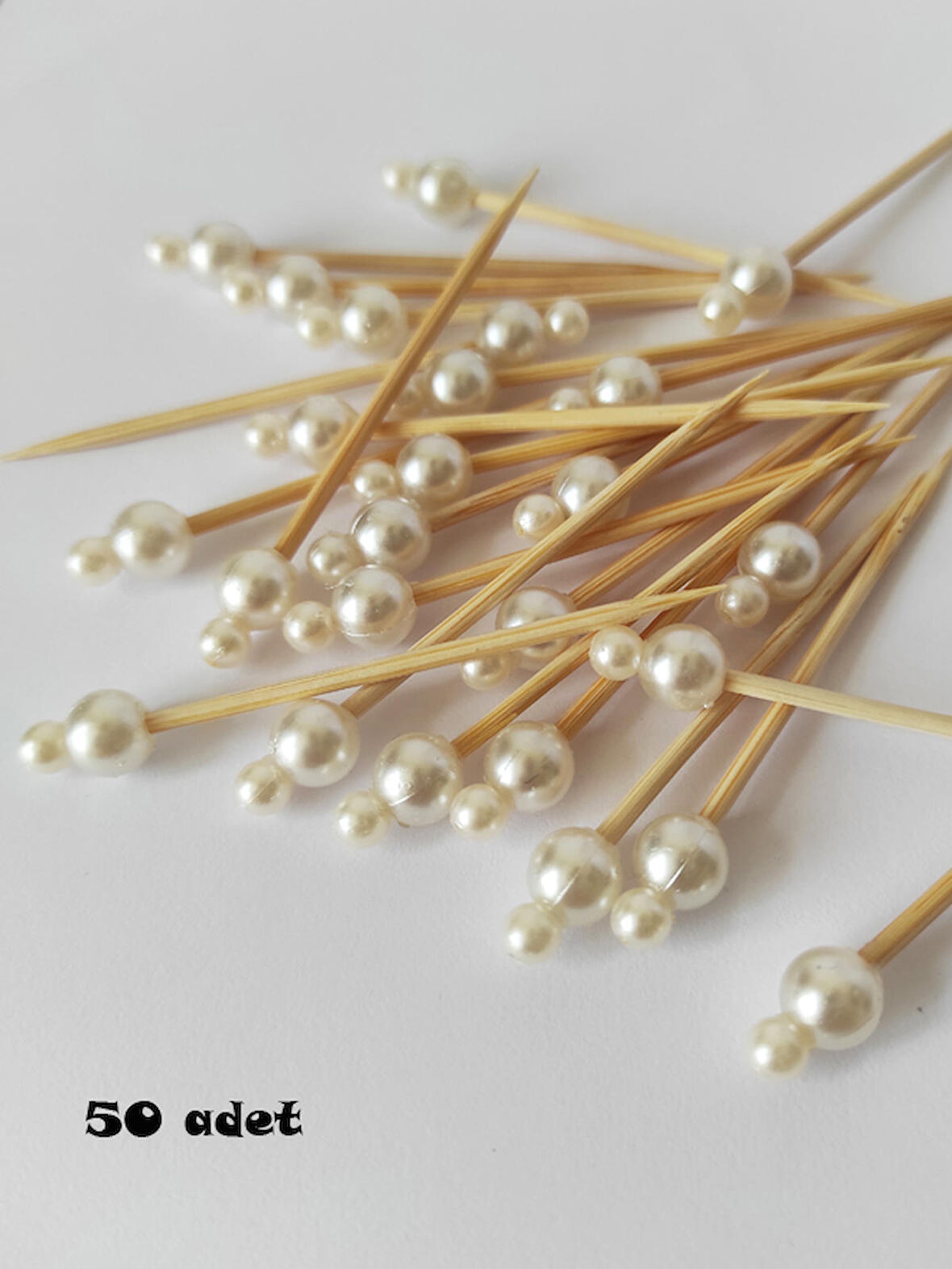 50 Adet İnci Kardan Adam Yılbaşı Kürdanı 6cm - Happy New Year Toothpick