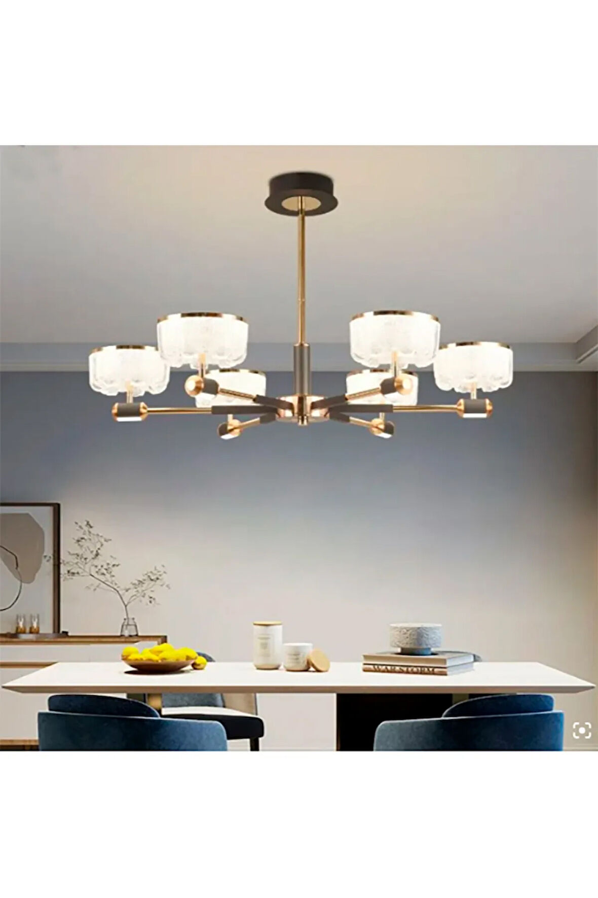 Sima Avize Ultra Modern Kristal Başlık 8 Kollu Led Avize