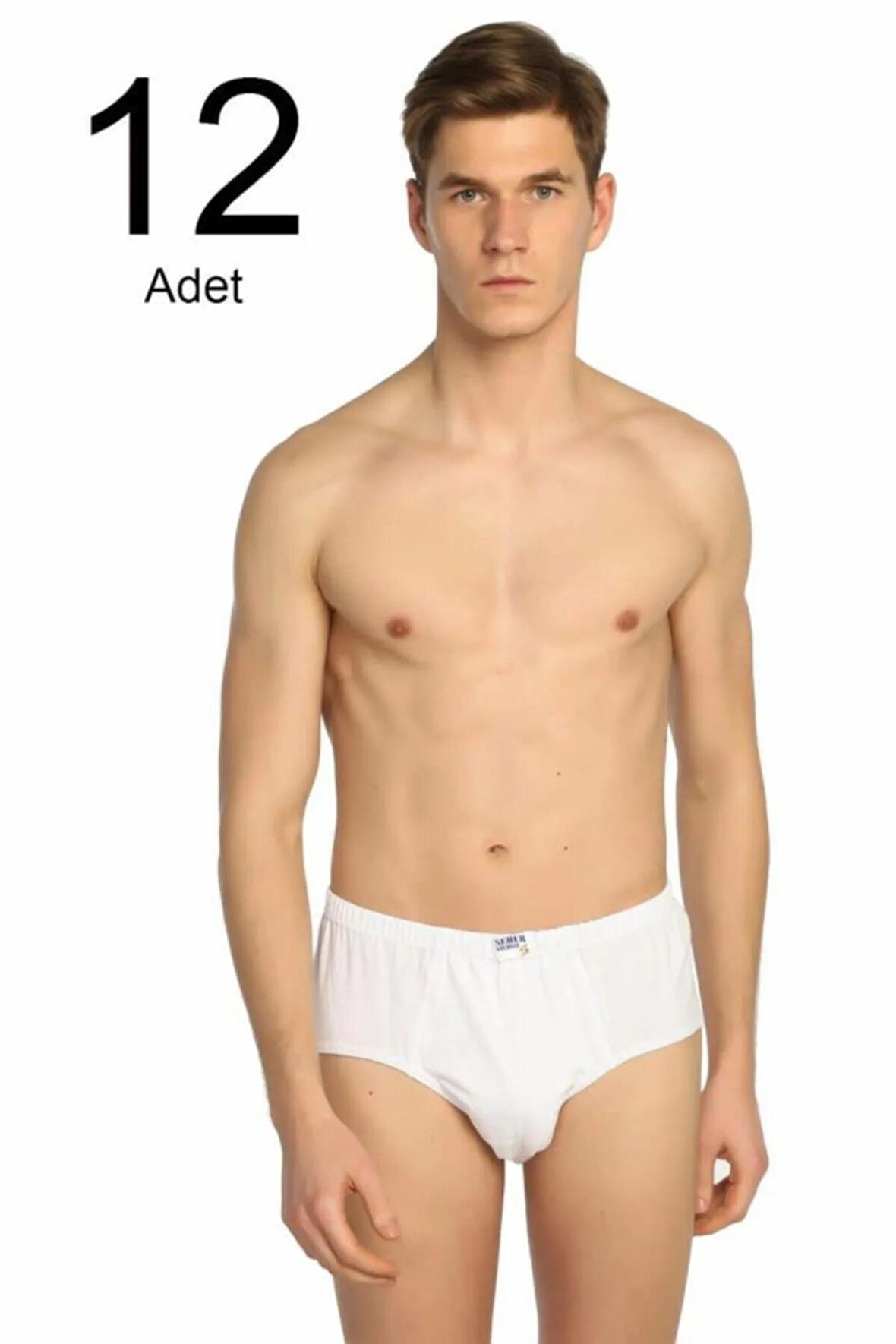 Tutku Seher Yıldızı 0005 (6NO-2XL) 12 Adet Penye Kom %100 Pamuk Slip Erkek Külot beyaz