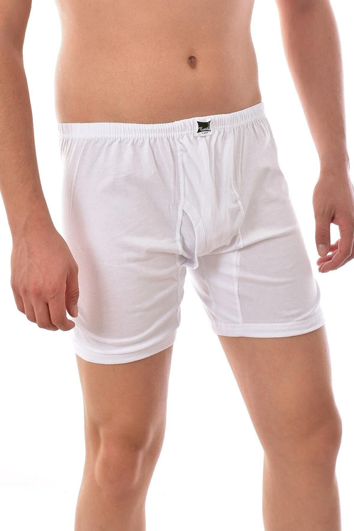 Erkek Beyaz 6 Adet Paçalı Boxer