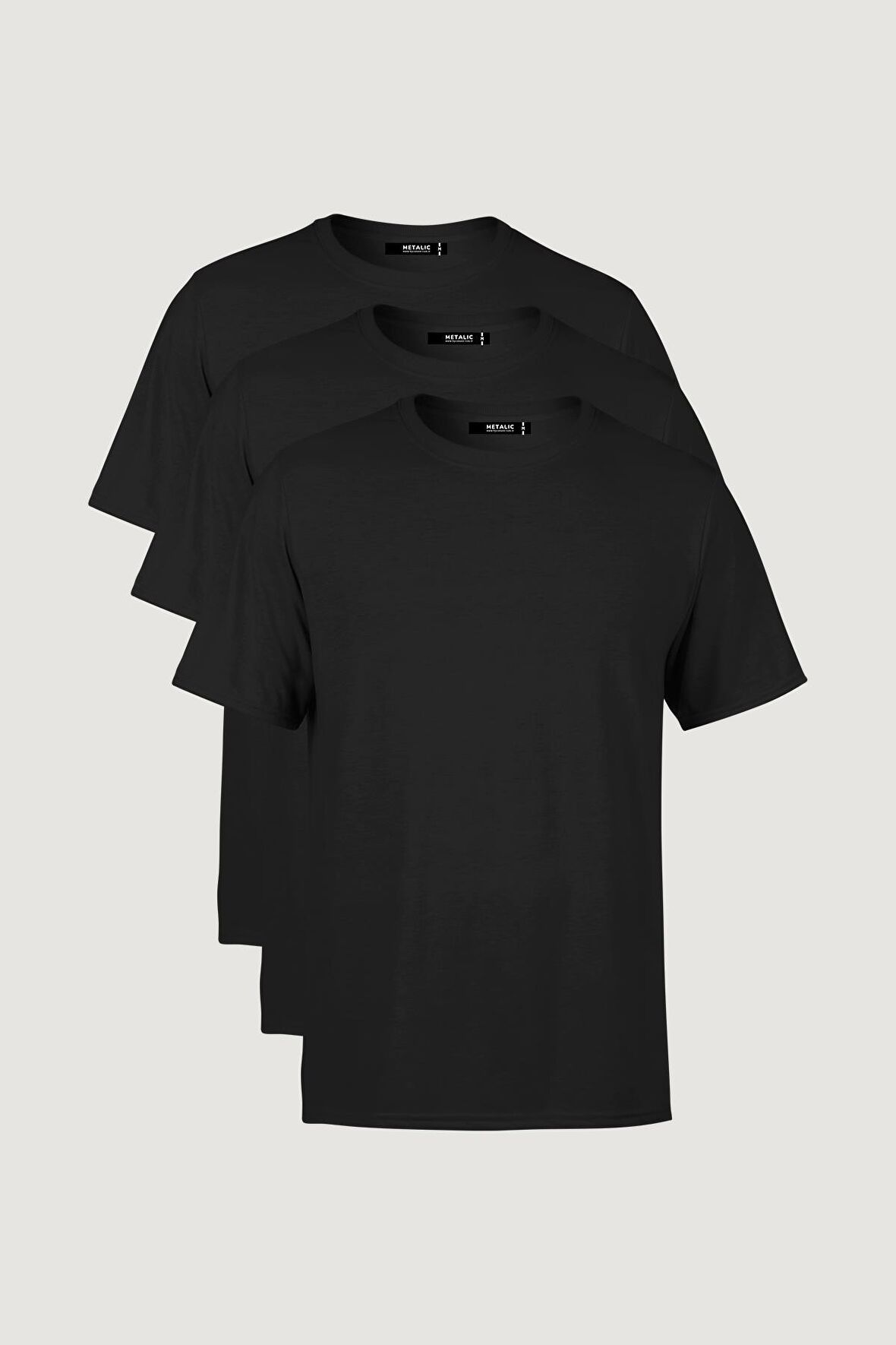 METALIC Erkek Çok Renkli T- Shirt Regular Fit Rahat Kesim Bisiklet Yaka 3'lü Basic Tişört Paketi