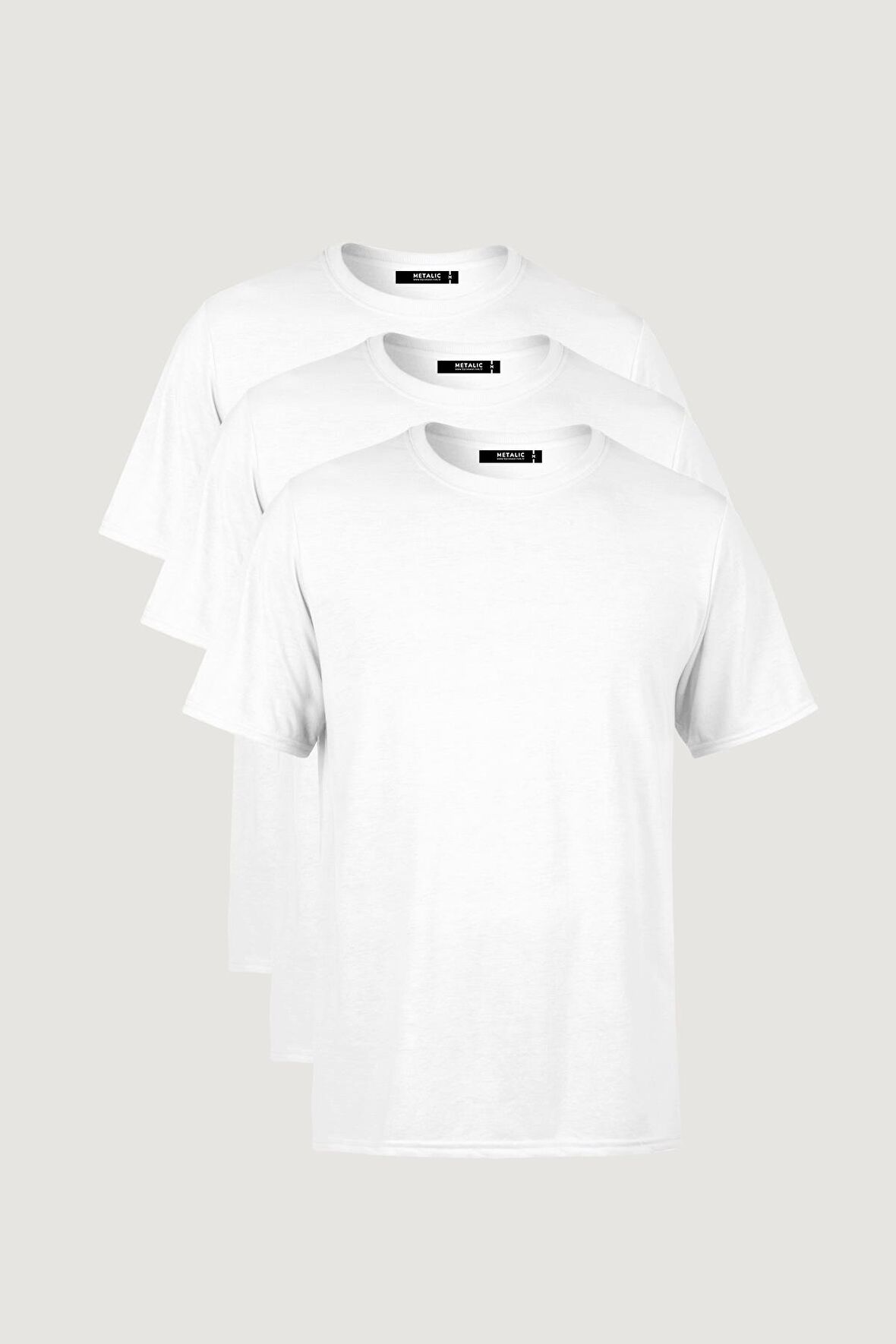 METALIC Erkek Çok Renkli T- Shirt Regular Fit Rahat Kesim Bisiklet Yaka 3'lü Basic Tişört Paketi