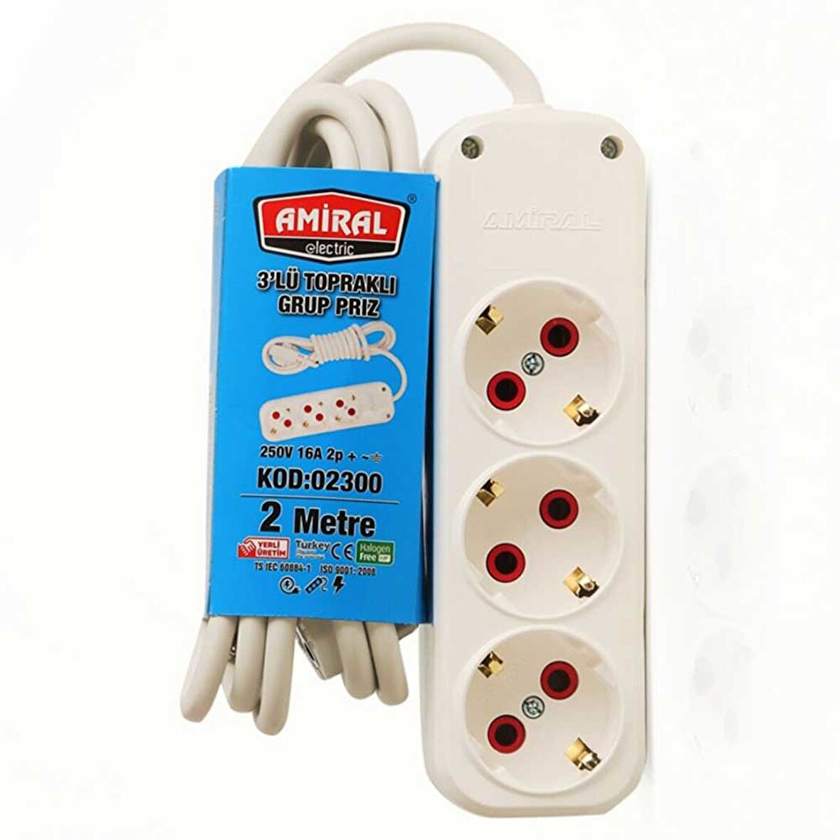 3 lü Topraklı 2 Metre Kablolu Grup Priz (944944)