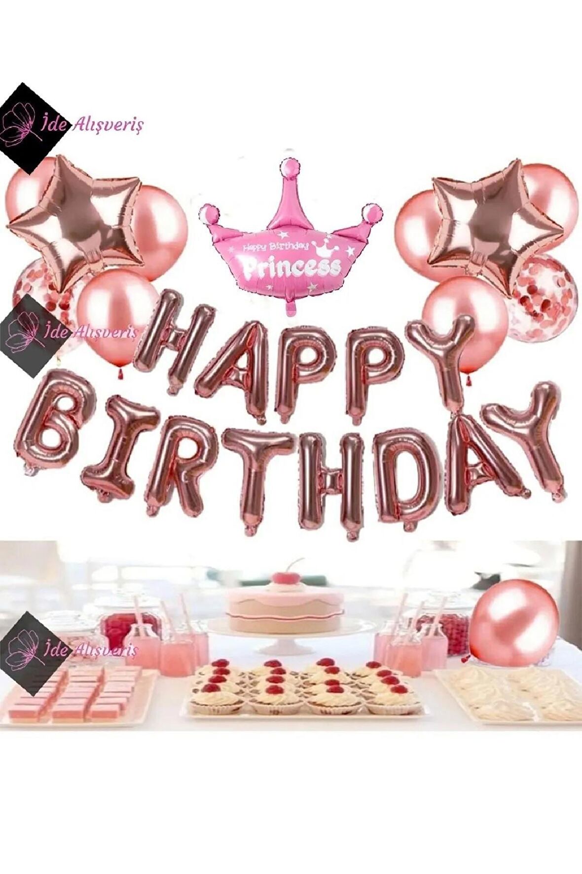 Prenses Kraliçe Taçlı Balon Zinciri Doğum Günü Seti Iyi Ki Doğdun Doğum Günü Lüks Set