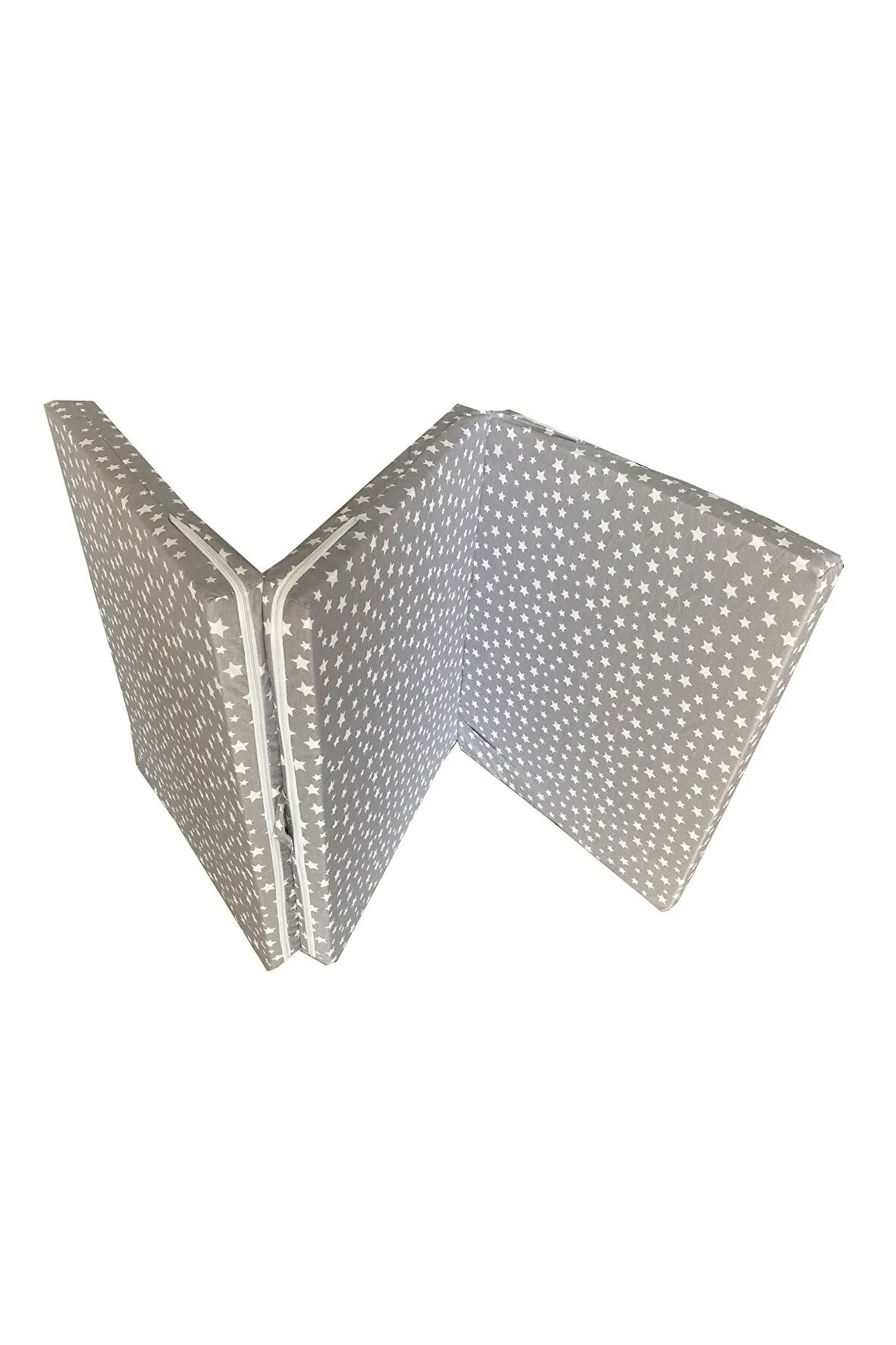 Tek Kişilik Katlanır Yer Yatağı Sünger Yatak Gri Yıldız 80x180 Cm-6 Cm