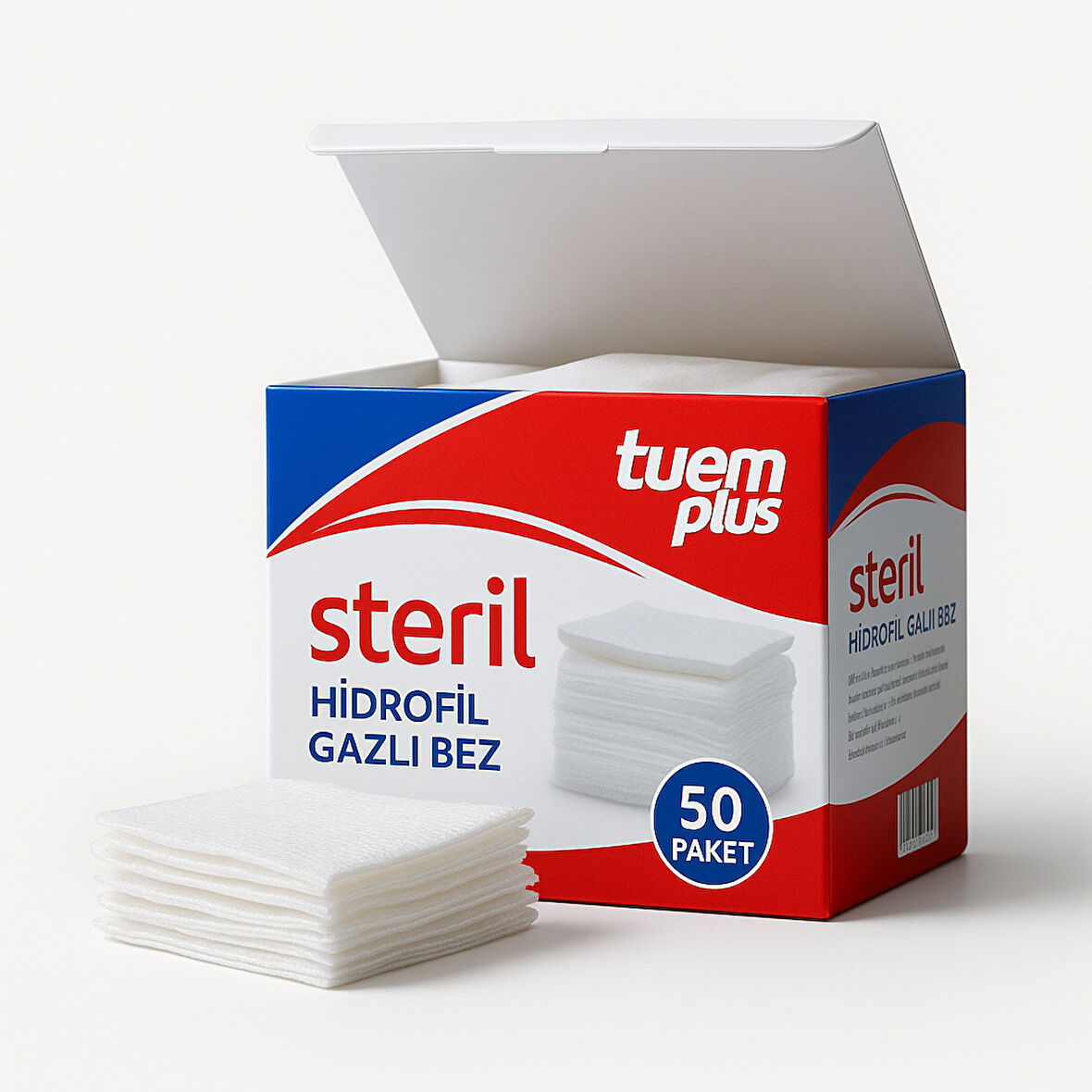 Tuem Plus Steril Hidrofil Gazlı Bez 30x80 50 Li Paket