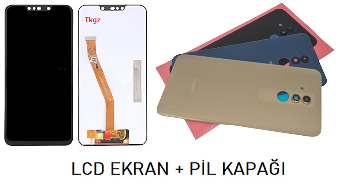 Huawei Uyumlu MATE 20 Lite  LCD Ekran + Arka Kapak SİYAH
