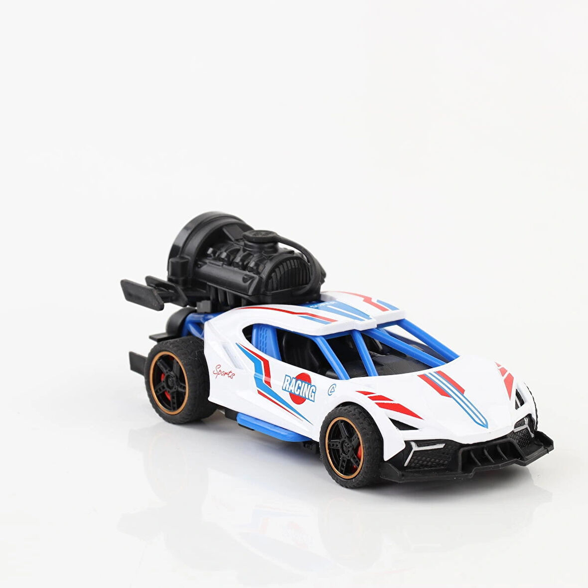 Metal Duman Çıkartan Sesli Işıklı Çek Bırak Buggy Araba  Yaklaşık 11-12 Cm  Kauçuk Tekerli