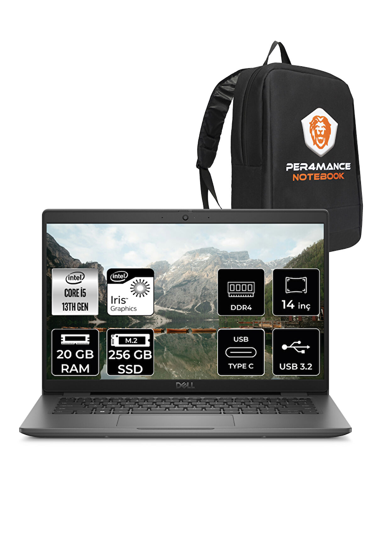 Dell Latitude 3440 i5-1335U 20GB RAM 256GB SSD 14'' FHD FDOS Dizüstü Bilgisayar & PER4 ÇANTA 
