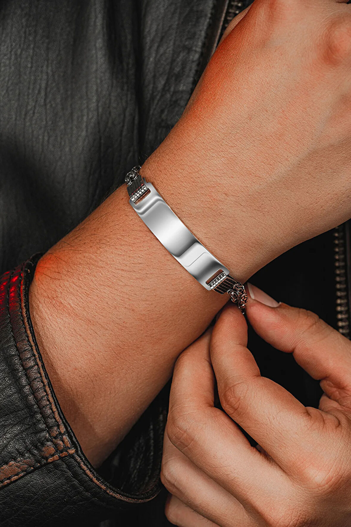 Erkek Gümüş Bileklik - Isim Yazılan 2.8 Mm Çift Kare Kral Zincir Erkek Bileklik