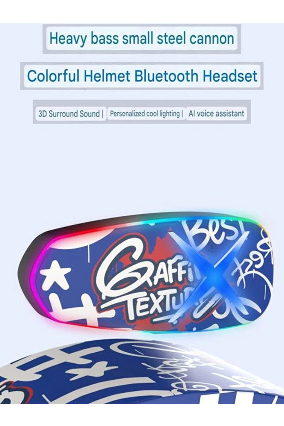 Helmet Graffiti Motor Kask Kulaklık Rgb Modlu Su Geçirmez 6.0 Bluetooth Intercom Yenı Model