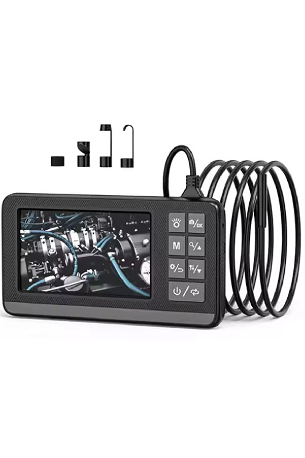 Ekranlı Çift Kameralı 10 Mt Sert Kablo Endoskop Kamera 8 Mm 4.3 Inc Hafıza Kart Destekli