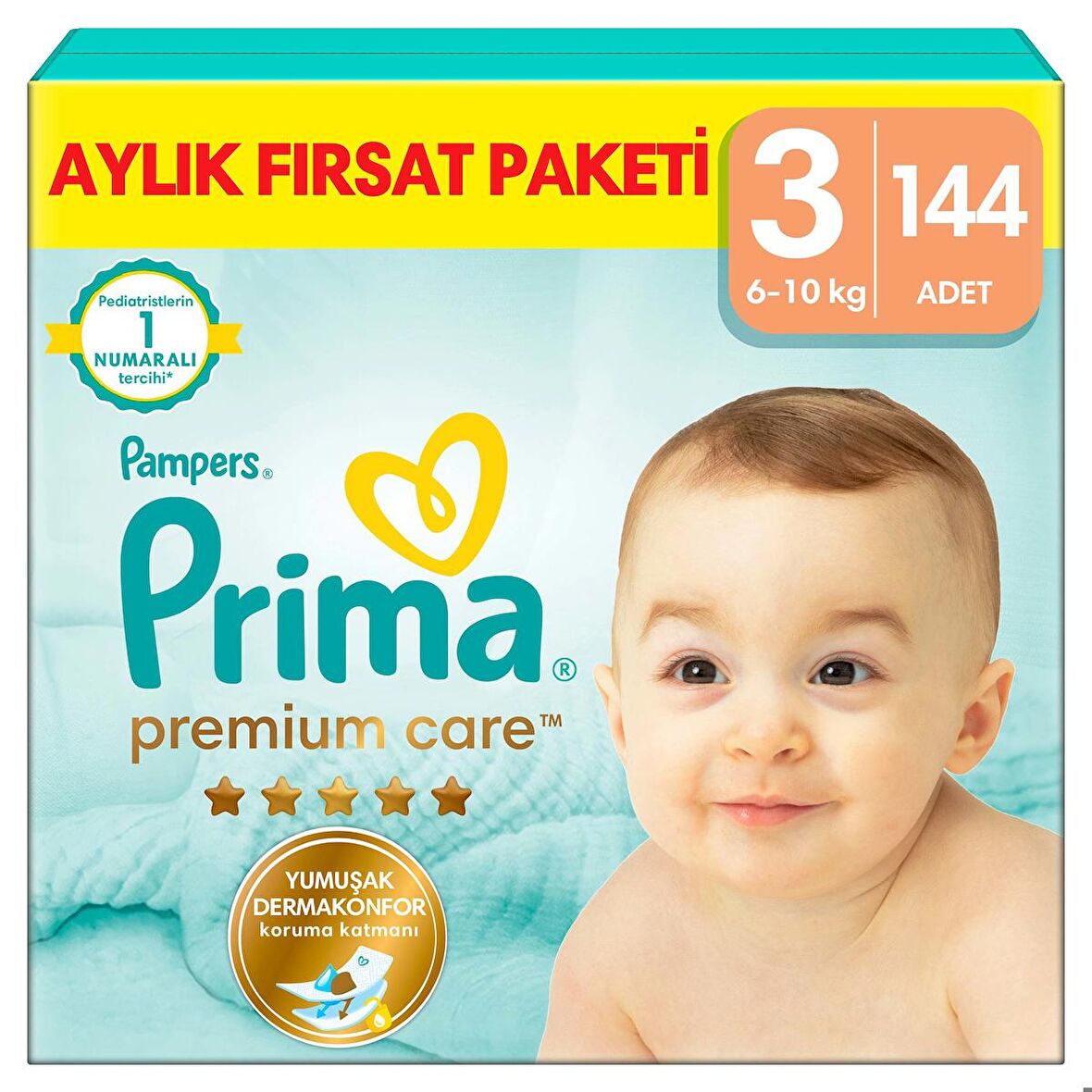 Prima Bebek Bezi Premium Care 3 Beden 144'lü Aylık Fırsat Paketi