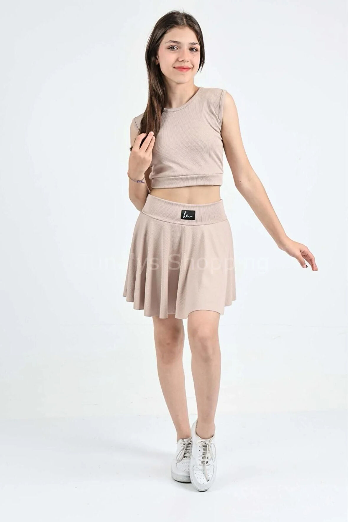 Şort Etekli Crop Body Sıfır Kol Sporcu Takım (RYBYisv5pf)