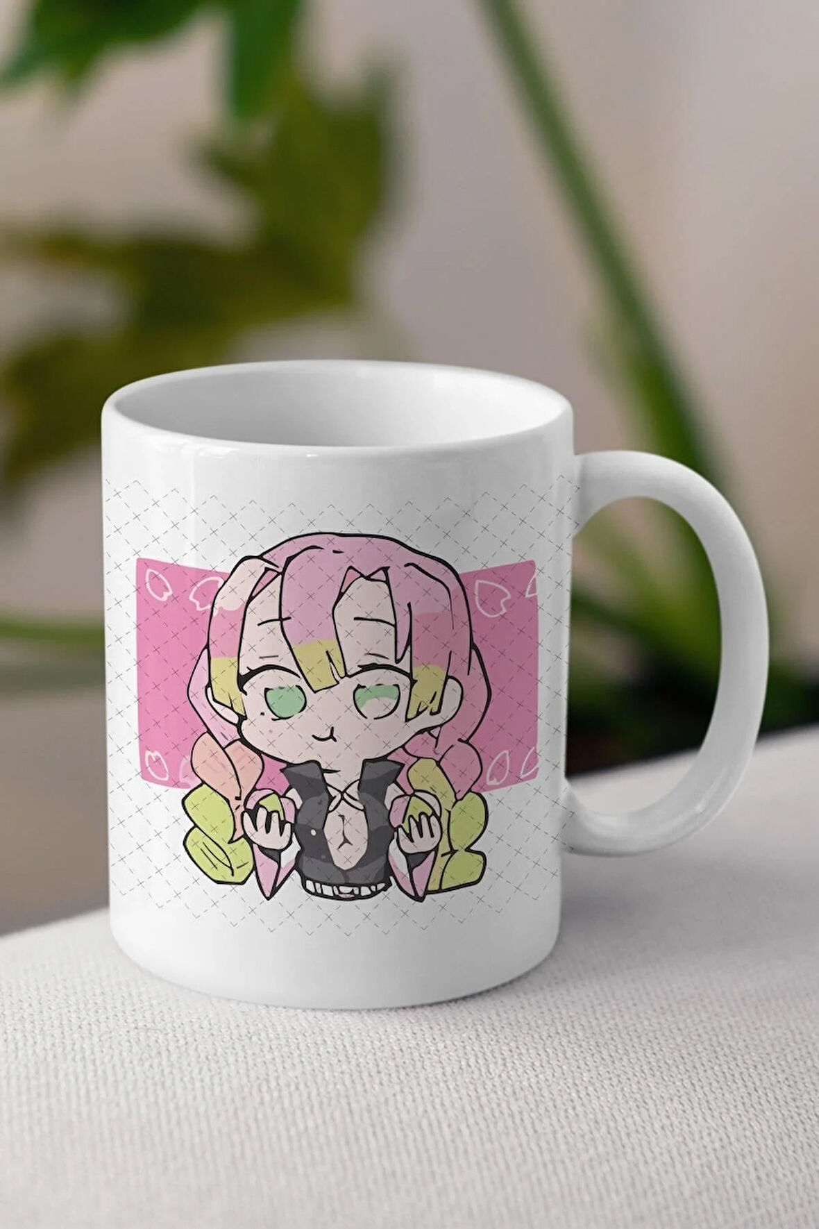 Demon Slayer Mitsuri Kanroji  Anime Temalı Beyaz Porselen Kupa Bardak