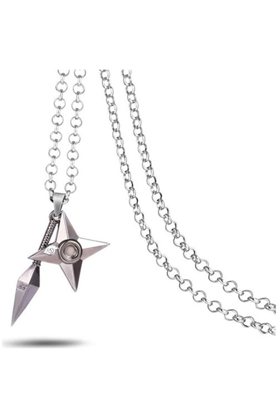 Gri Mızrak Naruto Anime Metal Zincirli Ikili Kolye
