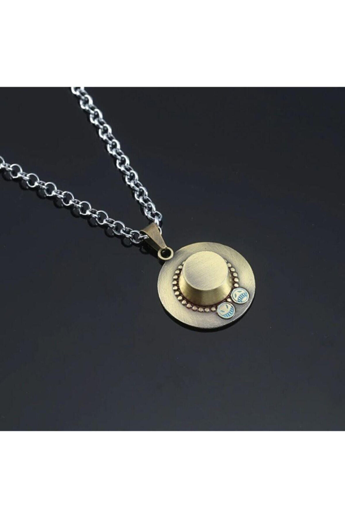 One Piece Naruto Anime Ace Hat Şapka Metal Zincirli Kolye Takı