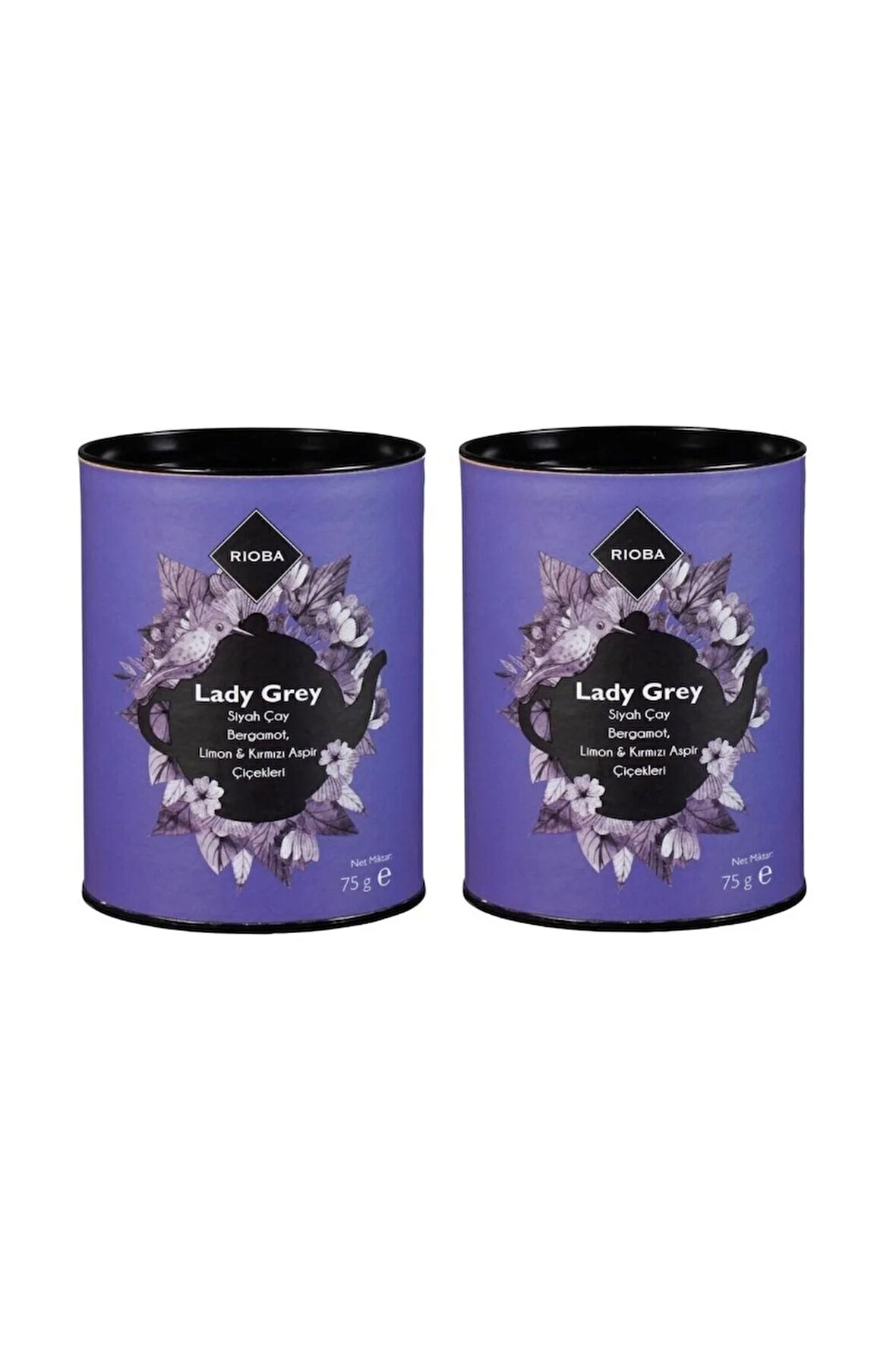 Lady Grey Siyah Çay, Bergamot, Limon & Kırmızı Aspir Çiçekleri 75 G X 2, Lady Grey Çay 2 Adet