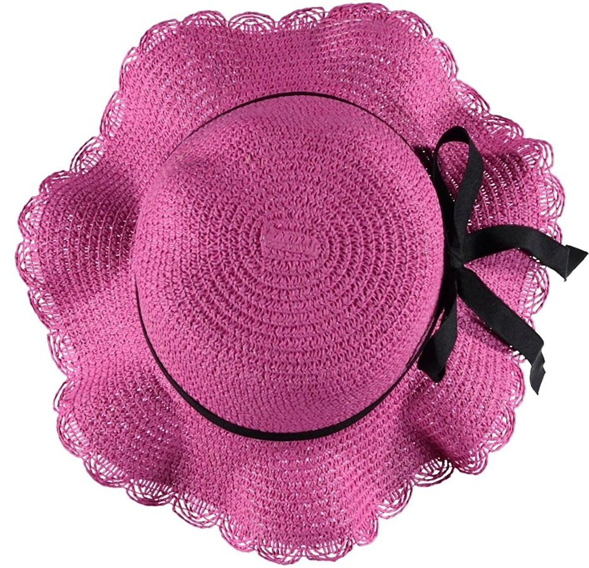 Kız Çocuk Hasır Fötr Plaj Şapka Rattan Şapka  4/8 YAŞ
