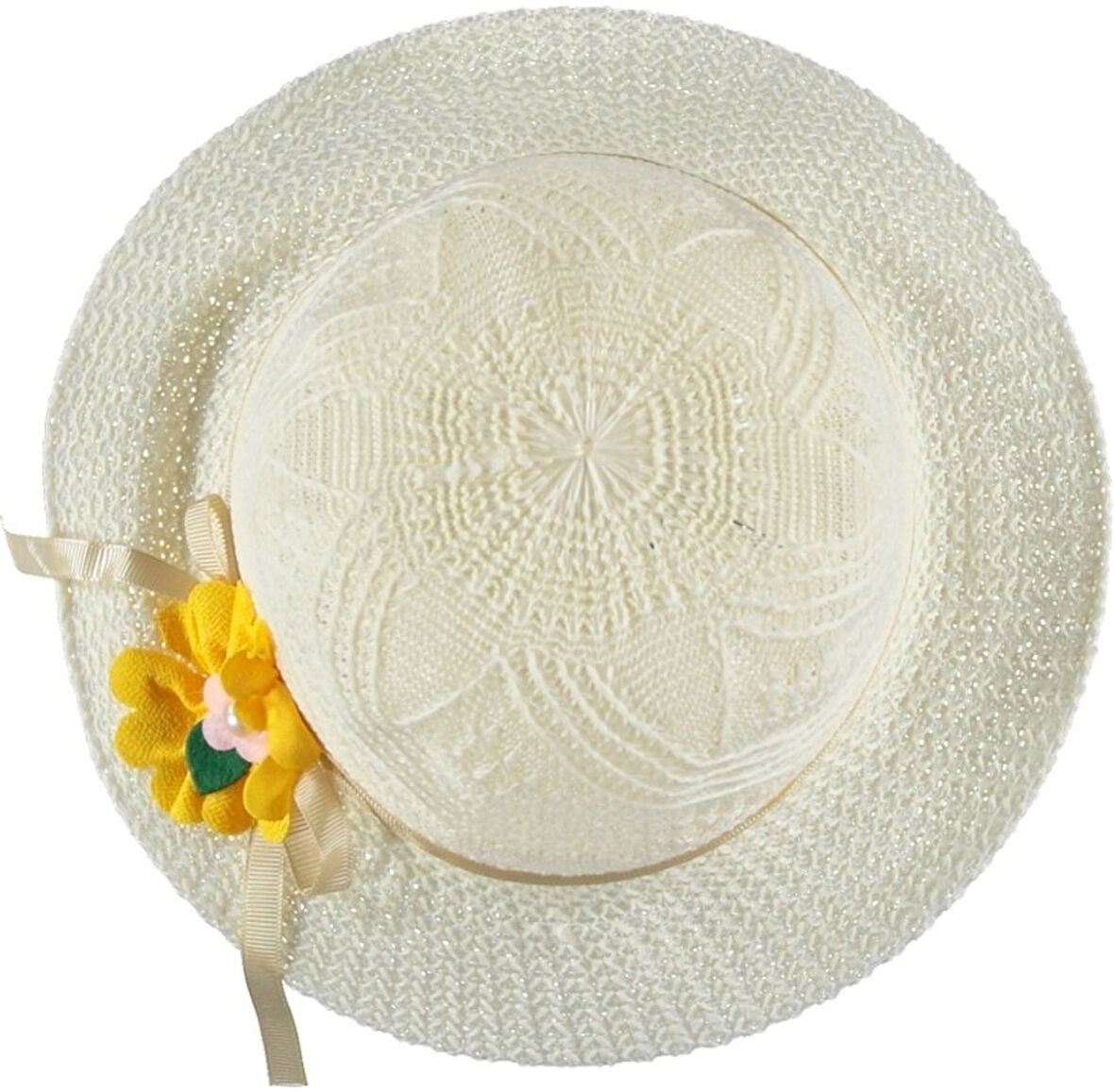 Kız Çocuk Hasır Rattan Model Plaj Yazlık Şapka Örgü Şapka 4/8 YAŞ