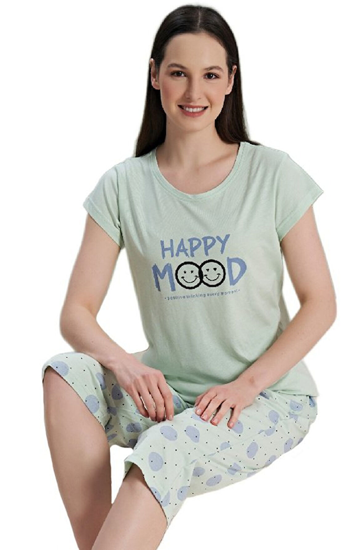 Kadın Pijama Takımı Kısa Kollu Kapri Yazlık Sereno Model S/XL