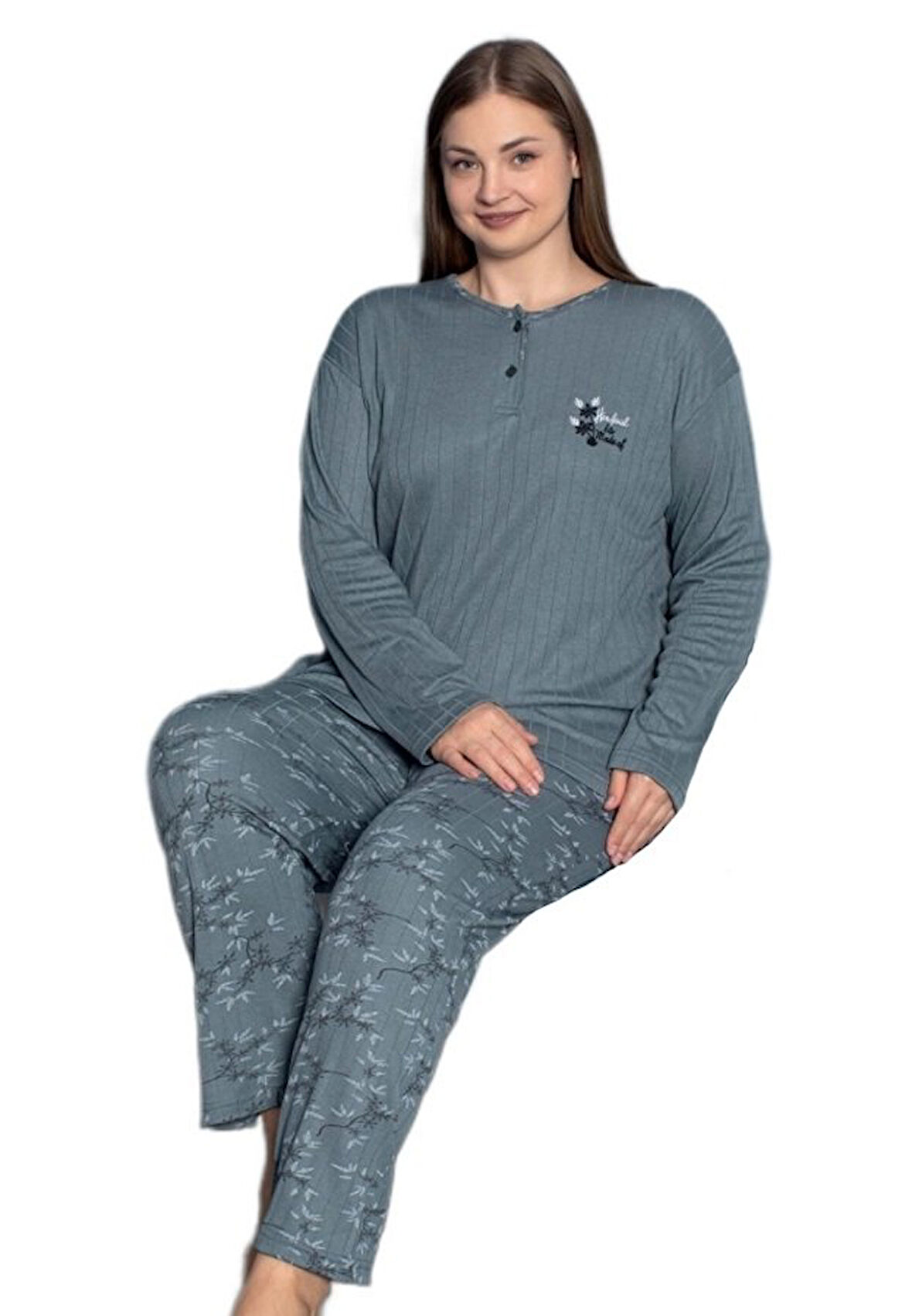 Rahatlatan Pijama Seti Kışlık Büyük Beden Kadın Pijama Takımı 3XL/6XL
