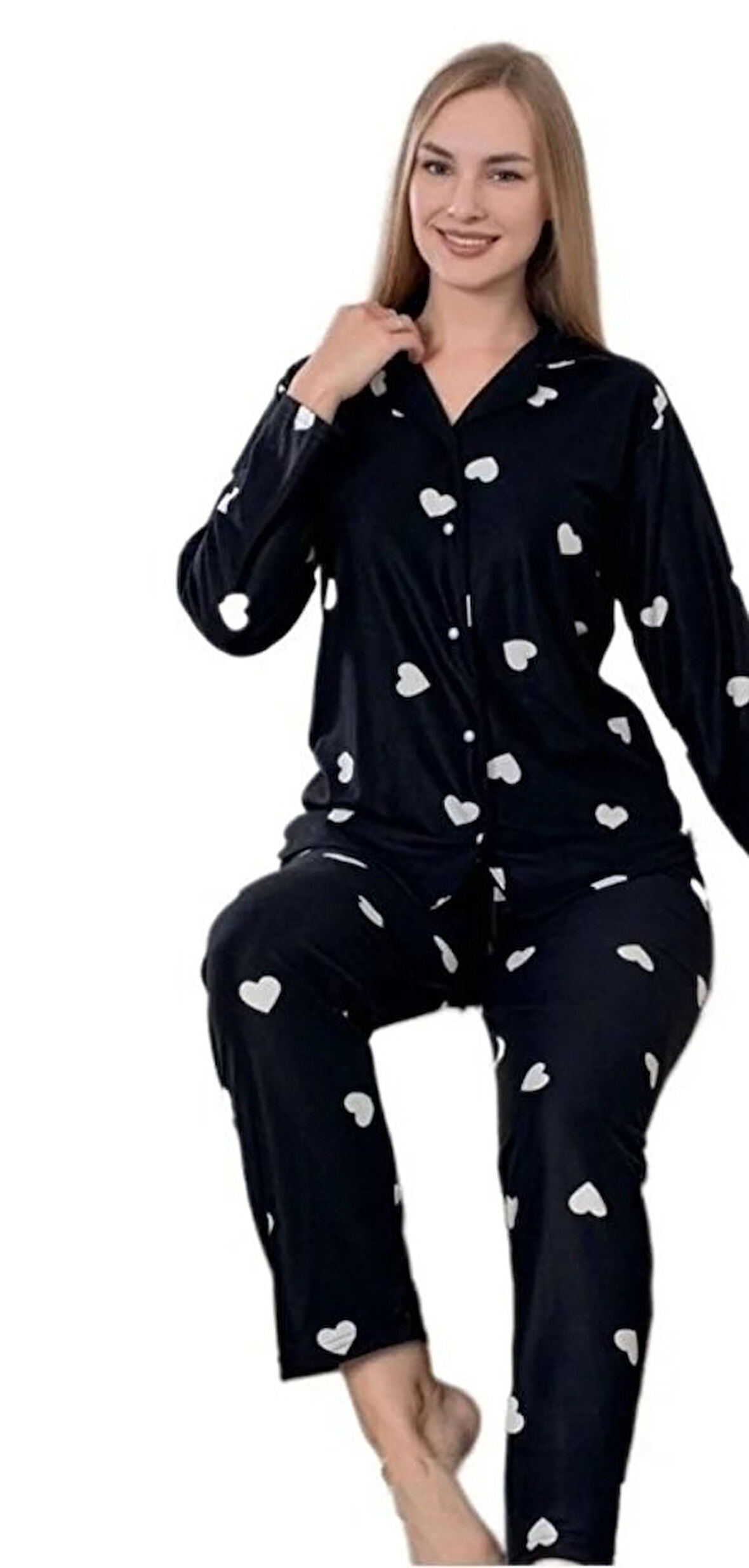 Serel Collection Kadın Pijama Takımı  Sıcak Tutan Yumuşak Dokulu Uzun Kollu Konfor